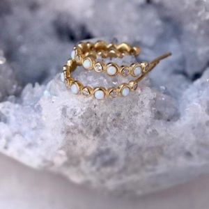 Tai CZ and opal all around hoop earrings